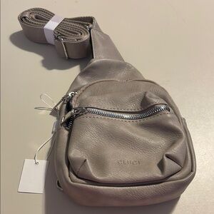 Gray Belt Bag with Adjustable Strap and Minimalist Design